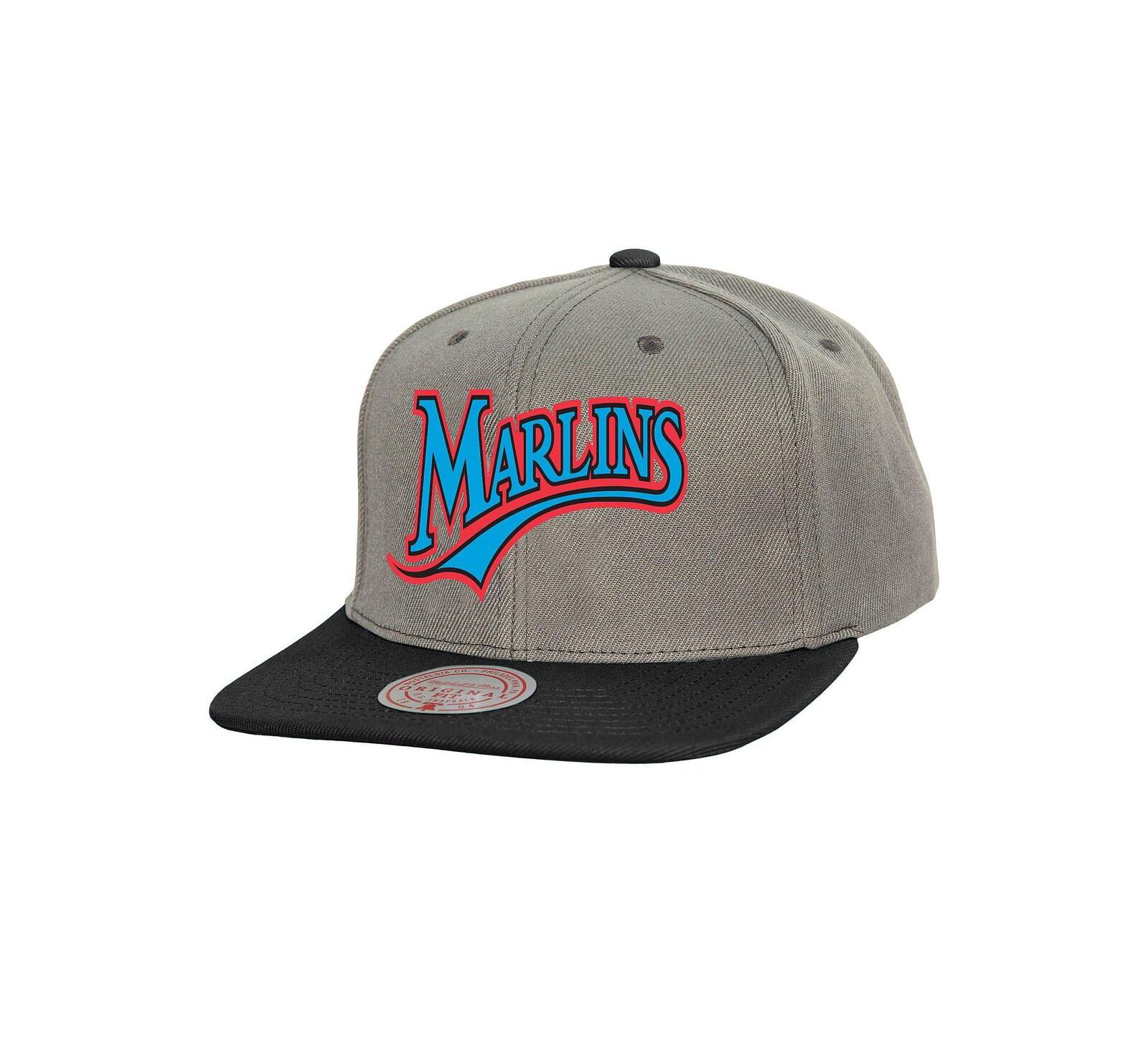Мужская кепка Mitchell & Ness Gray Florida Marlins Cooperstown Collection Basic Flip Snapback
