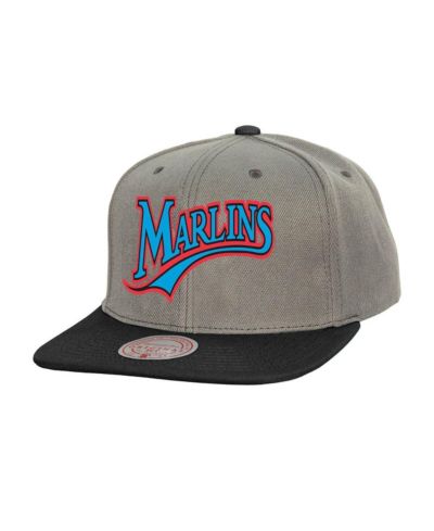 Мужская кепка Mitchell & Ness Gray Florida Marlins Cooperstown Collection Basic Flip Snapback