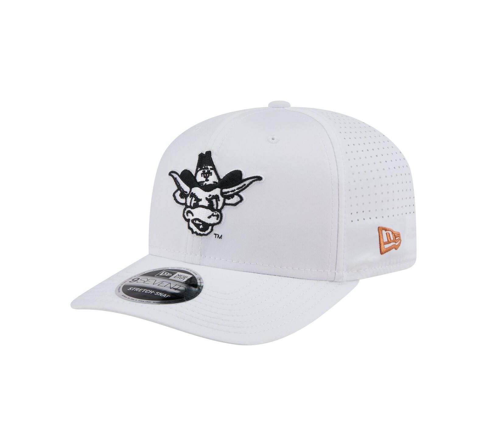 Мужская кепка New Era White Texas Longhorns Perform Vault 9SEVENTY Stretch-Snap