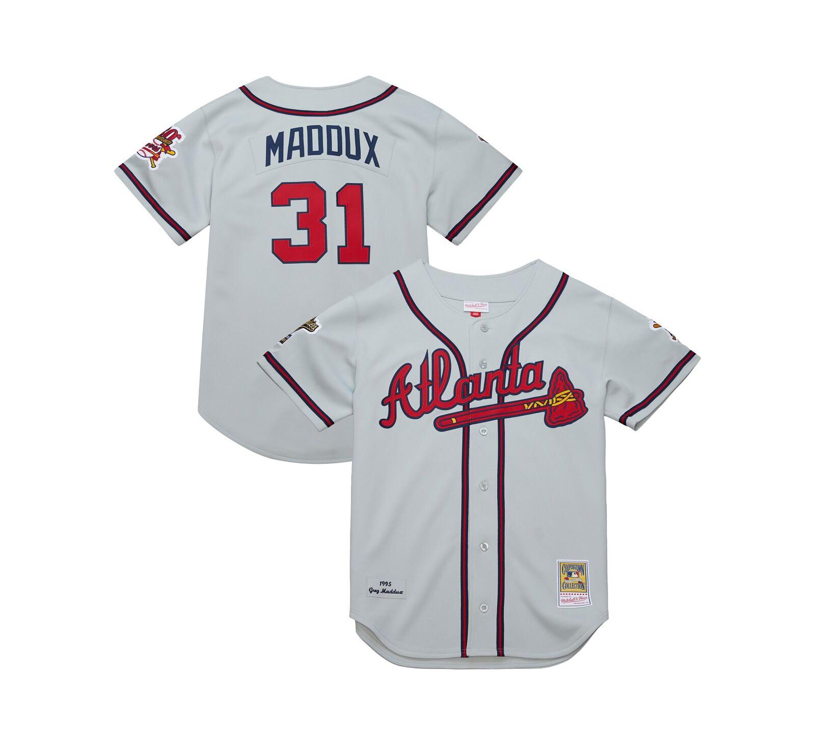 Мужская джерси Mitchell & Ness Greg Maddux Gray Atlanta Braves 1995 Throwback Authentic
