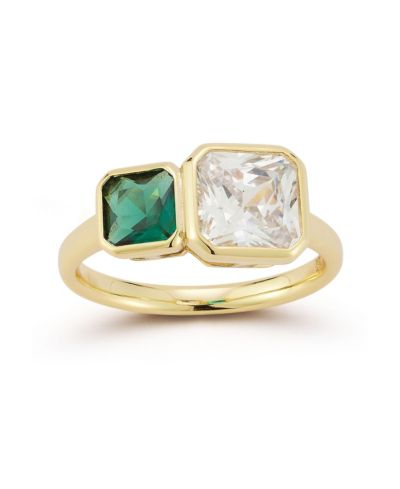 Кольцо Rachel Zoe Plated Sterling Duo Radiant Cut