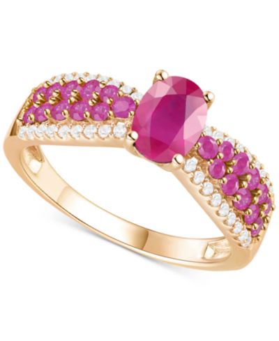 Кольцо с драгоценными камнями и Diamond в 14k Gold Oval