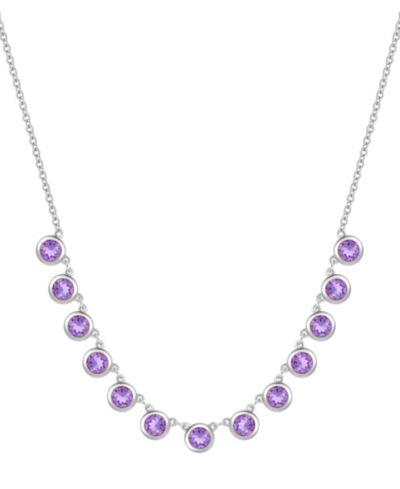 Amethyst Bezel 17" Collar Necklace in Sterling Silver (Also in Citrine & Blue Topaz)