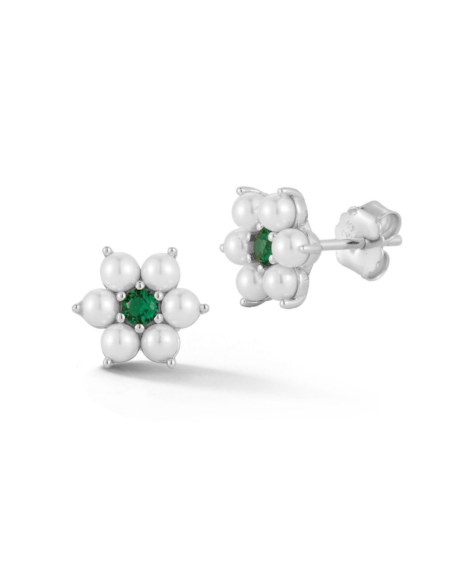 Rachel Zoe Sterling Dainty Pearl Flower Studs