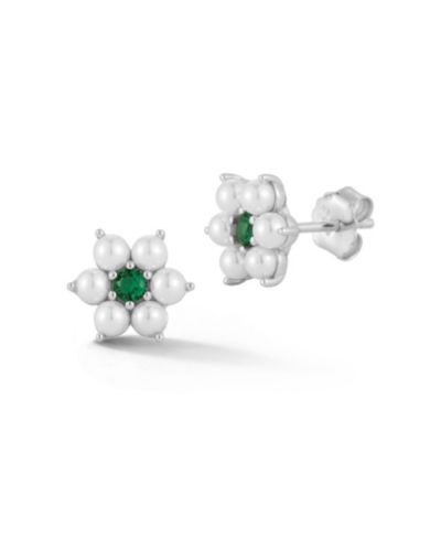 Rachel Zoe Sterling Dainty Pearl Flower Studs