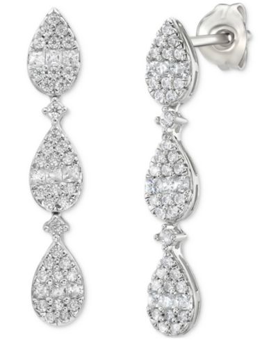 Серьги Diamond Tiered, 1/2 ct. t.w., 10k White Gold
