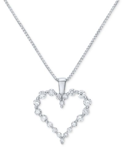 Diamond Heart 18" Pendant Necklace (1/2 ct. t.w.) in 14k White Gold