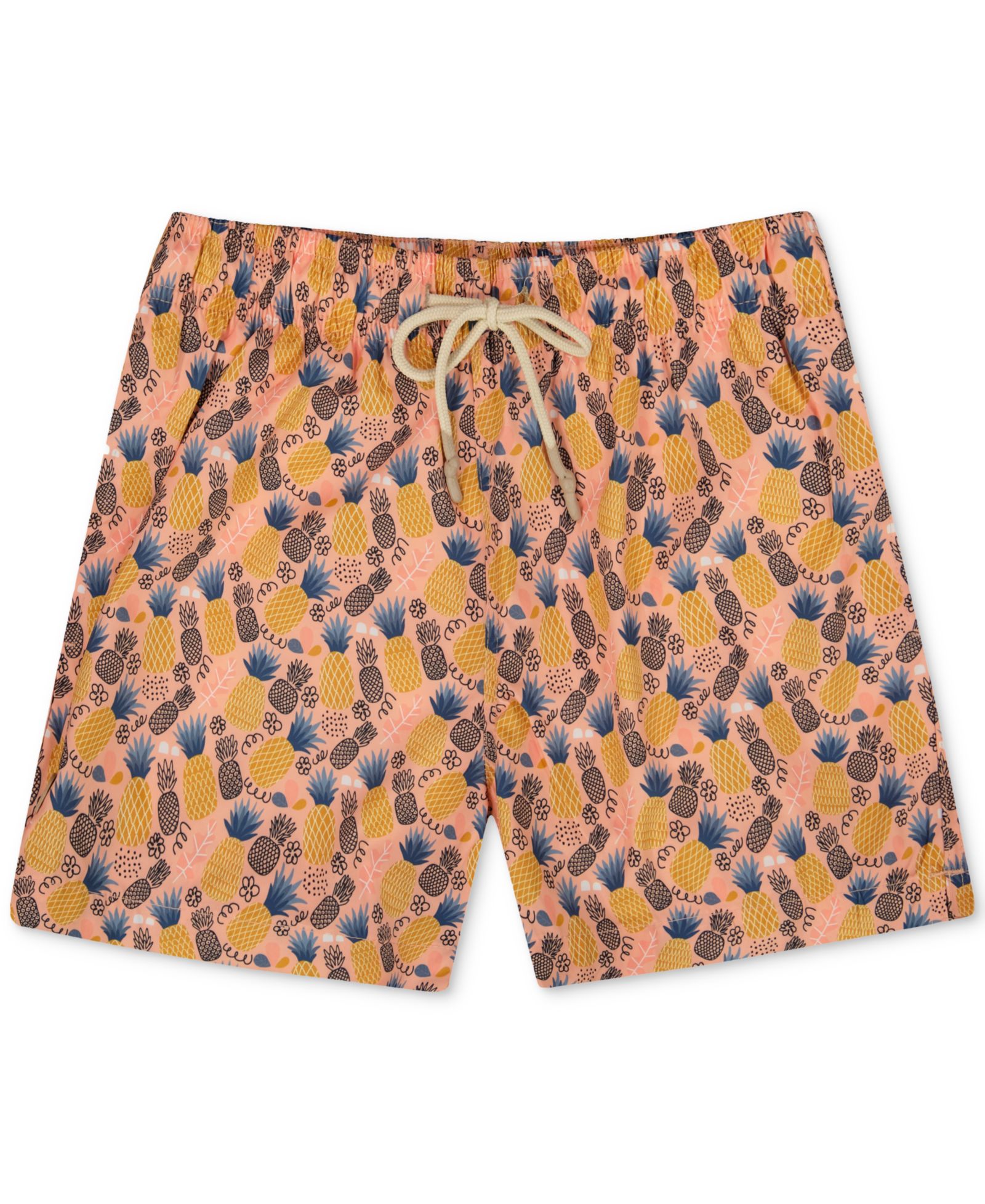 Sunset and Vines Men's Pineapple-Pattern Woven Swim Trunks
