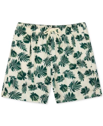 Sunset x Vine Men's Leaf-Print Woven Swim Trunks