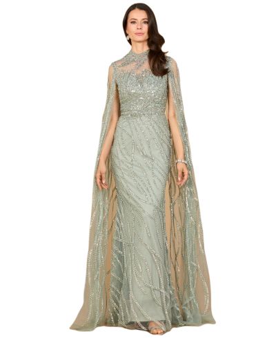 Платье Lara Women's High Neck Gown с длинными рукавами-кейпом