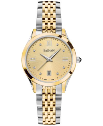 Женские часы Balmain Swiss Classic R Diamond Accent Two-Tone Stainless Steel 34mm