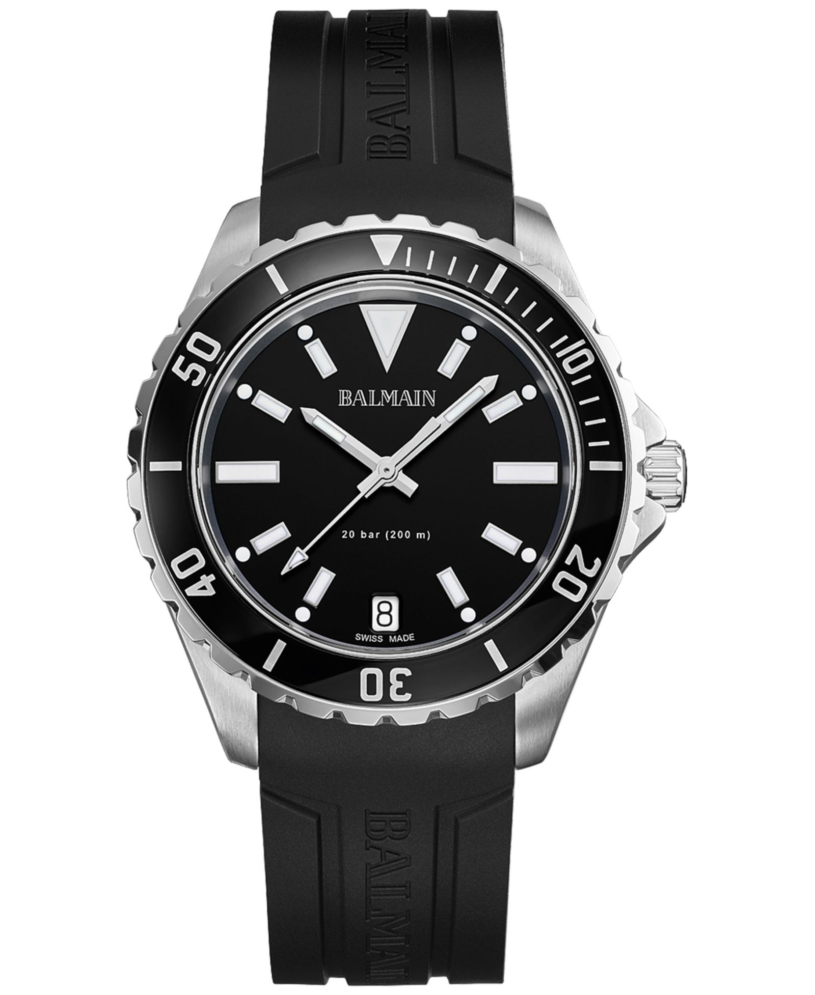 Balmain Men's Swiss Ophrys Black Rubber Strap Watch 43mm