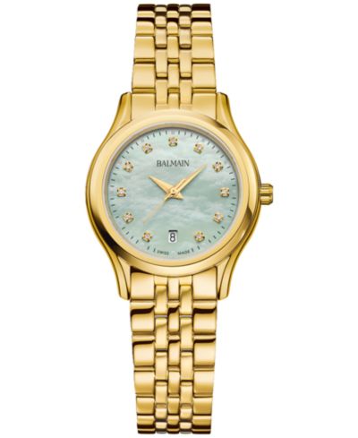 Часы Balmain Women's Swiss Beleganza Diamond Gold PVD Stainless Steel 28mm