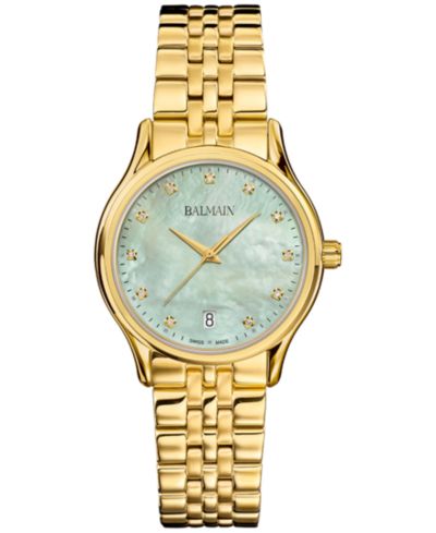 Часы Balmain Women's Swiss Beleganza Diamond Gold PVD Stainless Steel 32mm