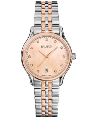 Balmain Женские часы Swiss Beleganza Diamond (1/20 ct. t.w.) двухцветные из нержавеющей стали 32mm
