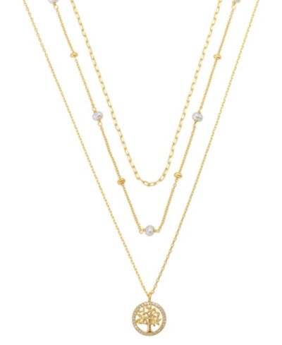 Unwritten Cubic Family Tree Pendant Layered Necklace Set