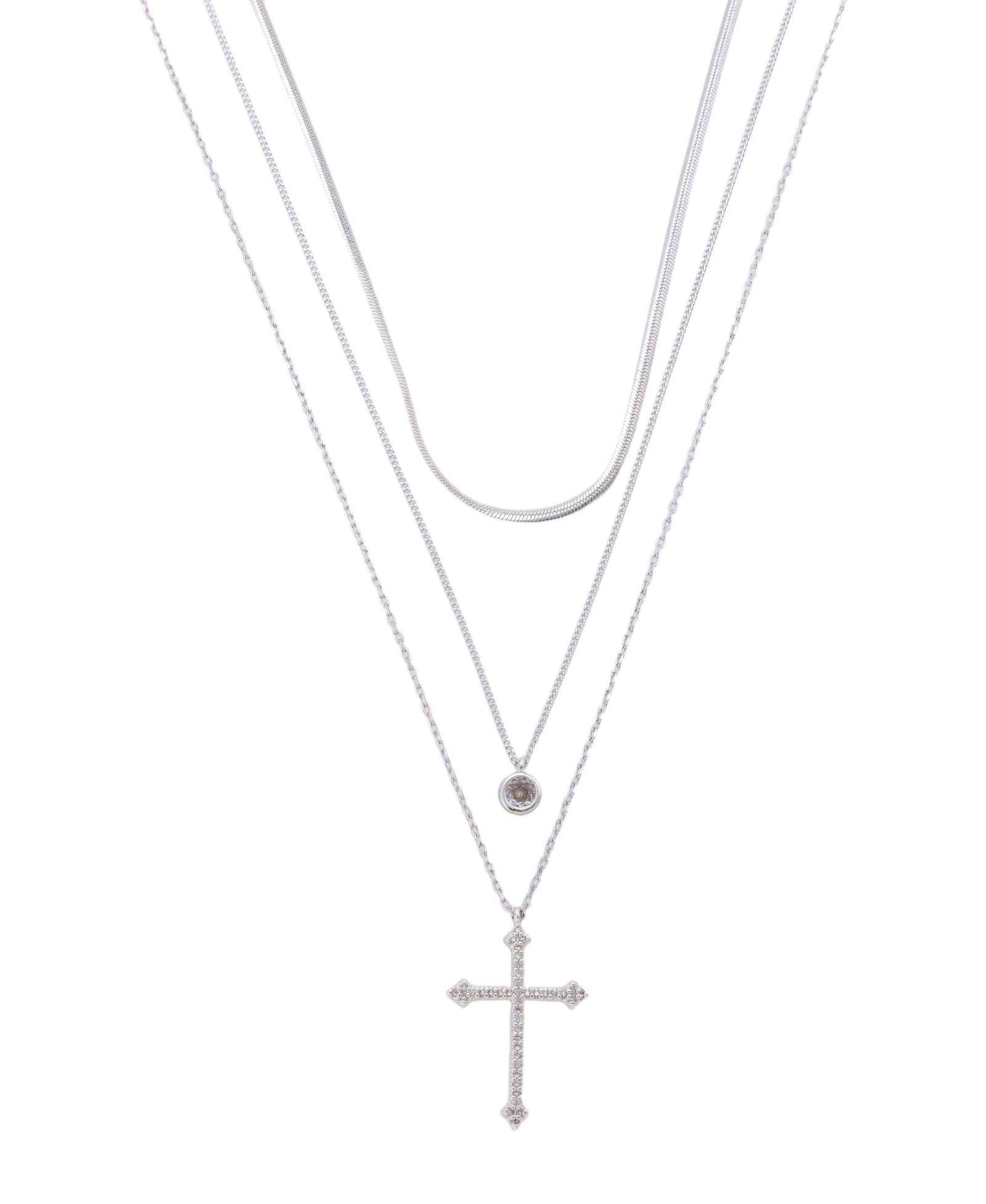 Набор многослойных колье Unwritten Cubic Zirconia Cross Pendant