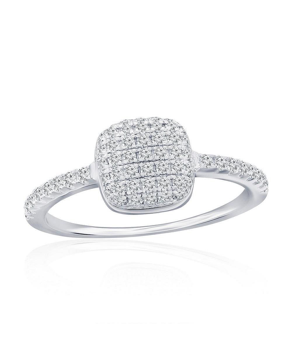 Sterling Silver, Square Pave CZ Ring