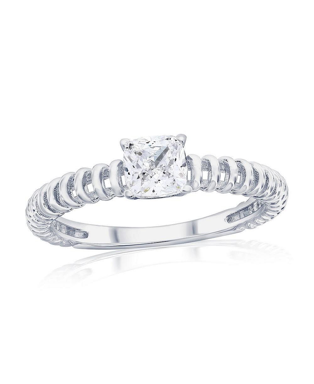 Sterling Silver, Square CZ Wire Design Ring