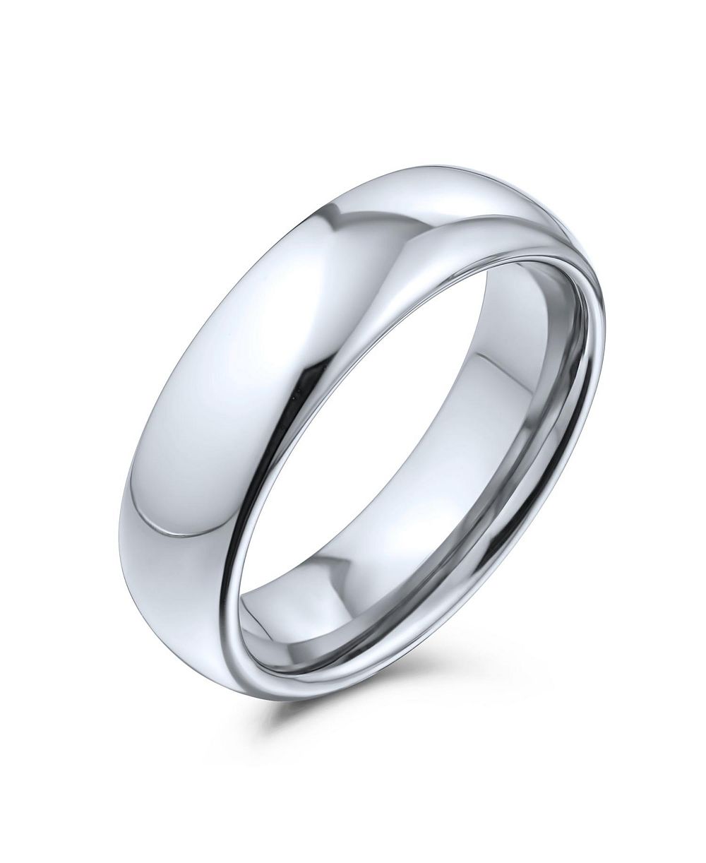 Bling Jewelry Классическое свадебное кольцо-band Dome Gold Tone Titanium Comfort 6MM