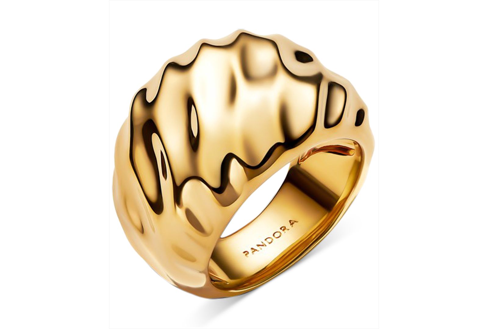 Pandora Rippled 14K Gold Plated Statement Ring