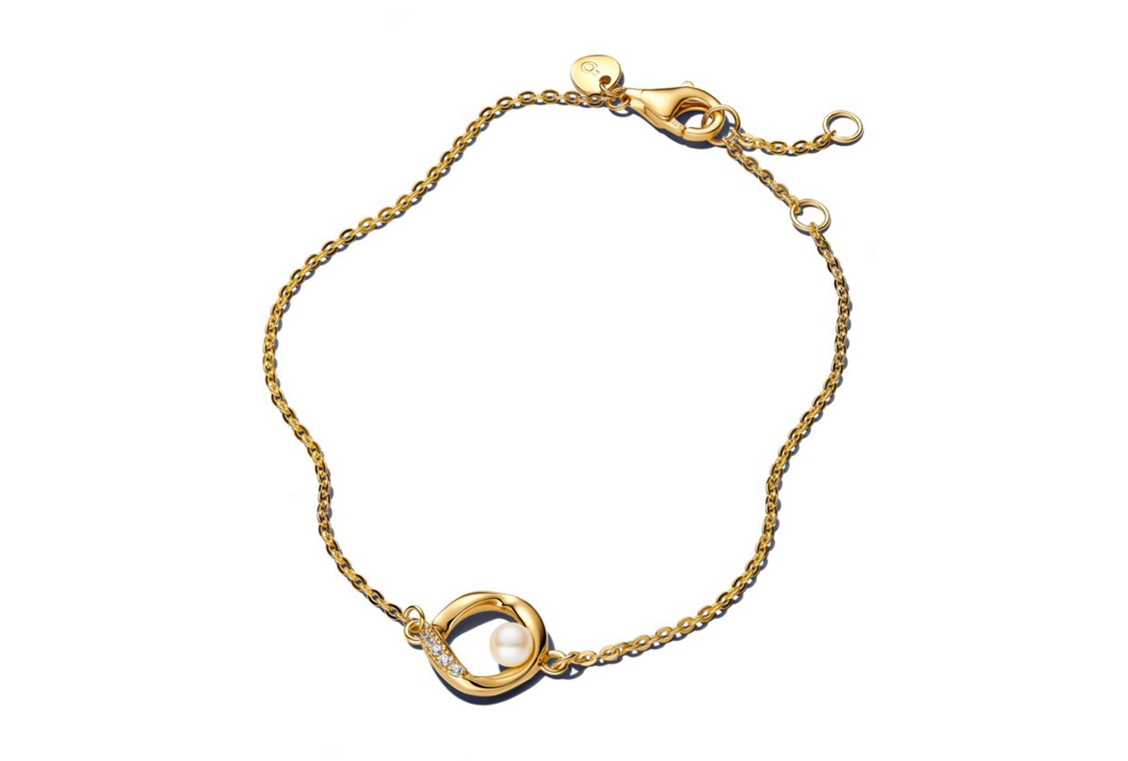 Pandora Organically Shaped Pavé Circle Treated Freshwater Cultured Pearl Bracelet