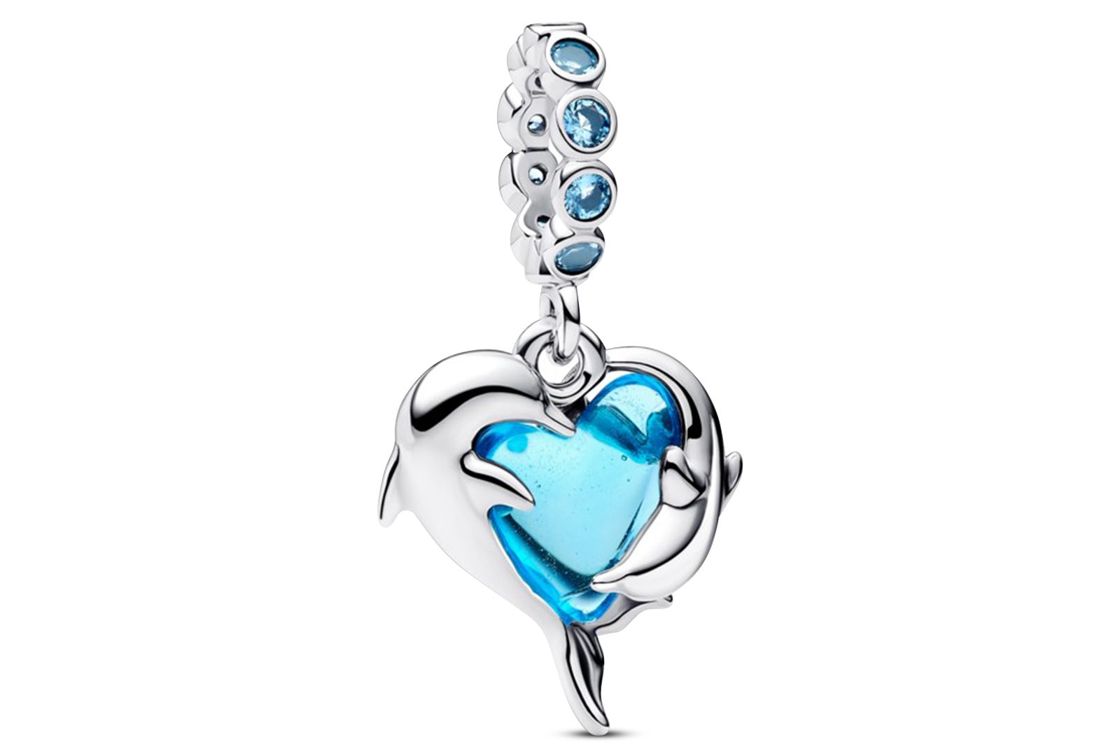 Pandora Blue Murano Glass Dolphins Dangle Charms