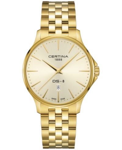 Certina Men's Swiss DS-8 Gold PVD Stainless Steel Bracelet Watch 40mm
