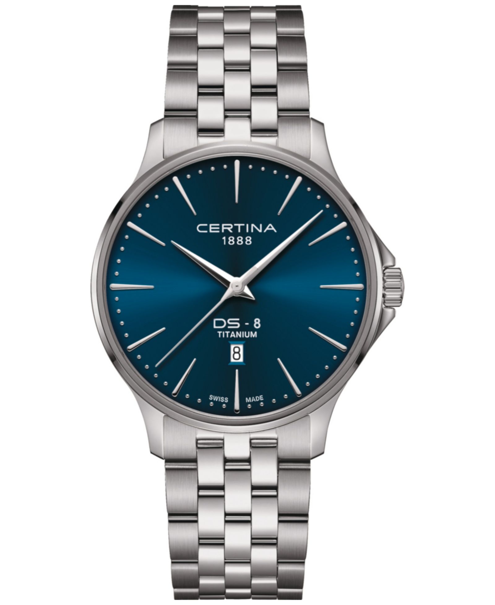 Certina Men's Swiss DS-8 Silver-Tone Titanium Bracelet Watch 40mm