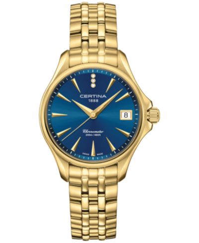 Certina Женские часы DS Action, золотистый цвет, сталь, 34mm