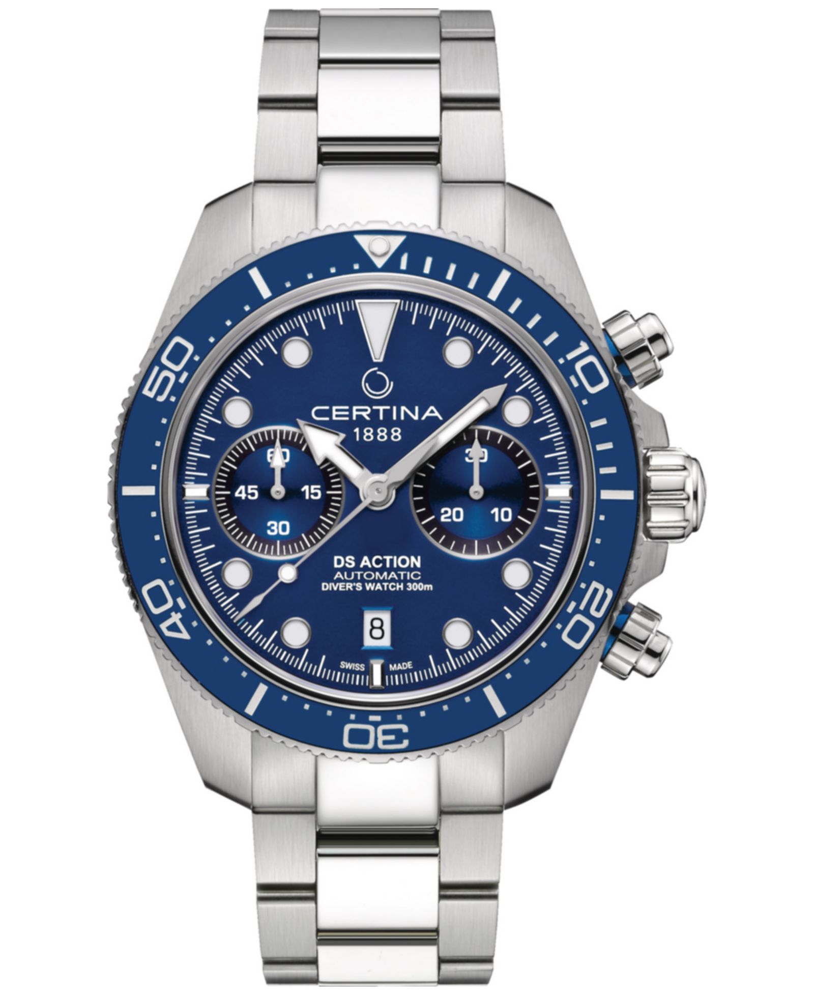 Certina Men's Swiss Automatic Chronograph DS Action Stainless Steel Bracelet Watch 45mm