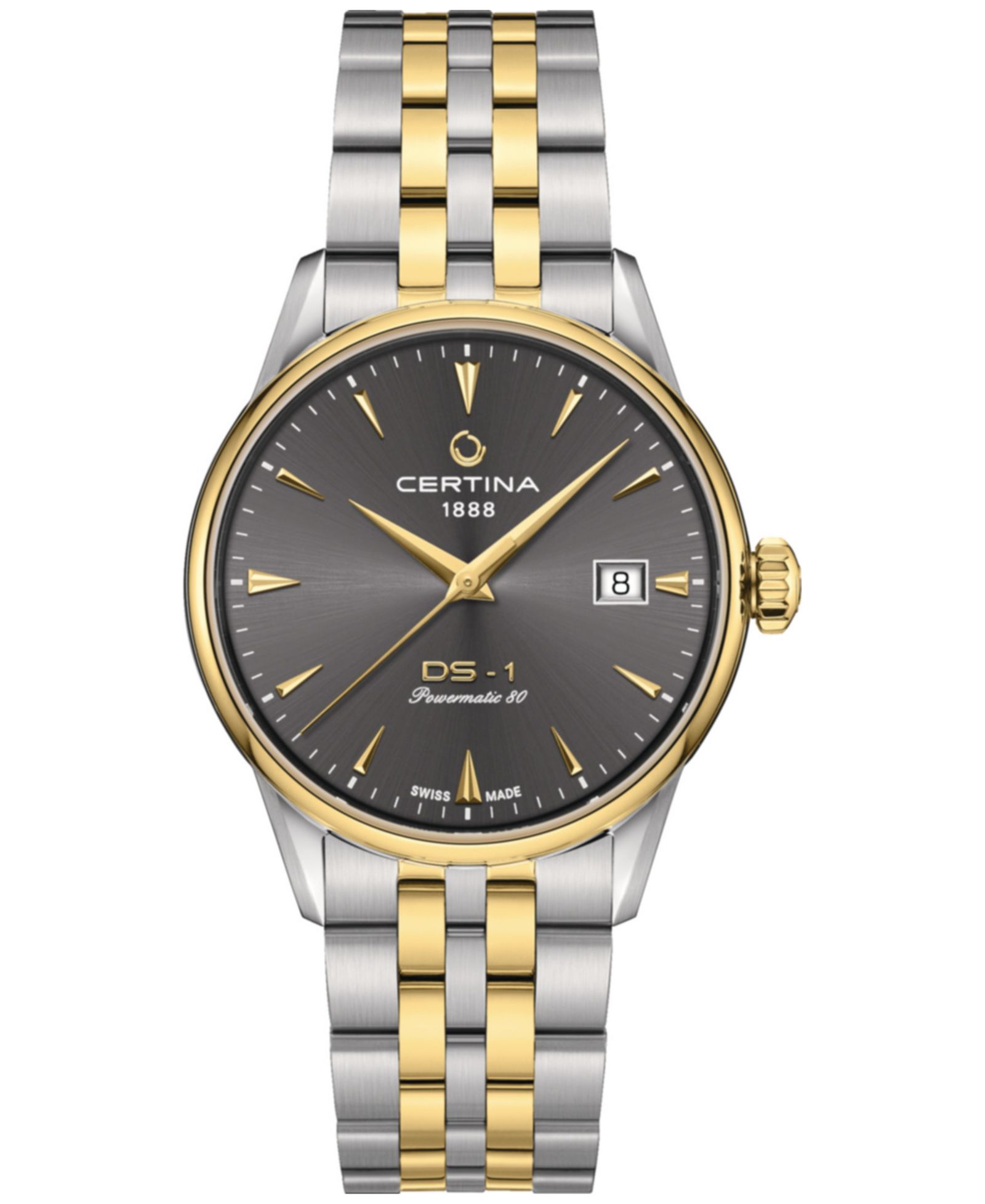 Certina Unisex Swiss Automatic DS-1 Powermatic 80 Two-Tone Stainless Steel Bracelet Watch 38mm