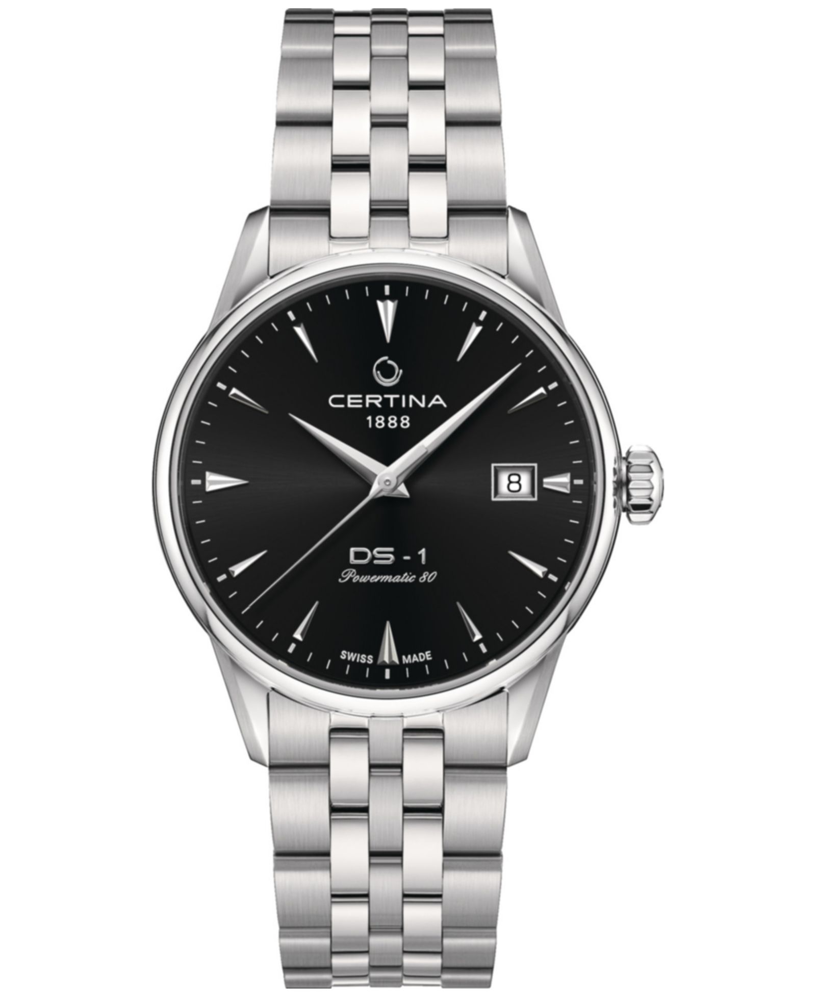 Certina Unisex Swiss Automatic DS-1 Powermatic 80 Stainless Steel Bracelet Watch 38mm