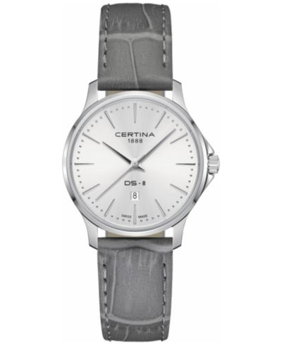 Женские швейцарские часы Certina DS-8 Gray Leather Strap 31mm