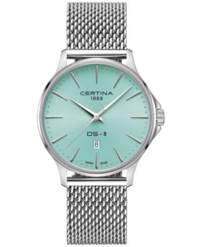 Мужские часы Certina Swiss DS-8 Stainless Steel Mesh Bracelet 40mm