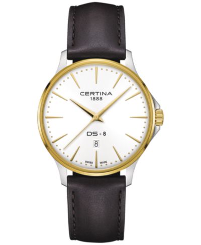Certina Men's Swiss DS-8 Brown Leather Strap Watch 40mm