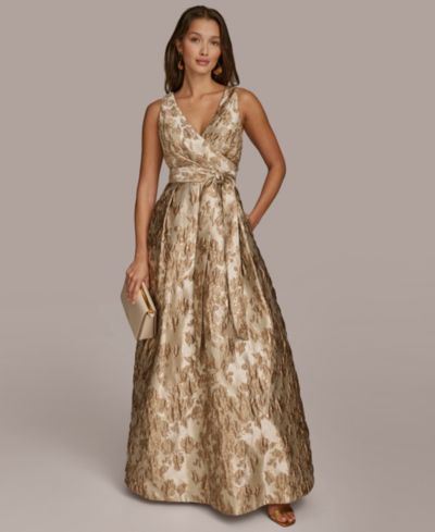 Donna Karan New York Женское вечернее платье с металлическим жаккардом и без рукавов