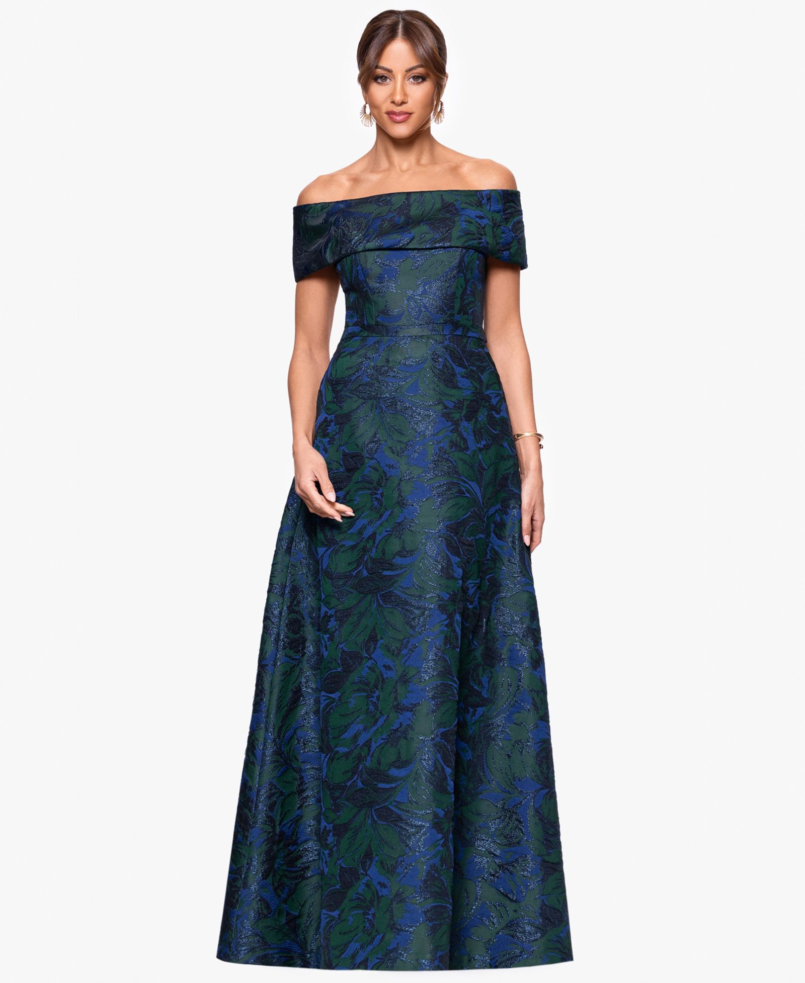 XSCAPE, Женское вечернее платье Jacquard Off-The-Shoulder Ball Gown