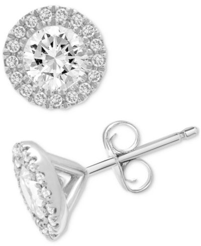 Серьги-гвоздики Diamond Halo (1 ct. t.w.) в белом золоте 14k