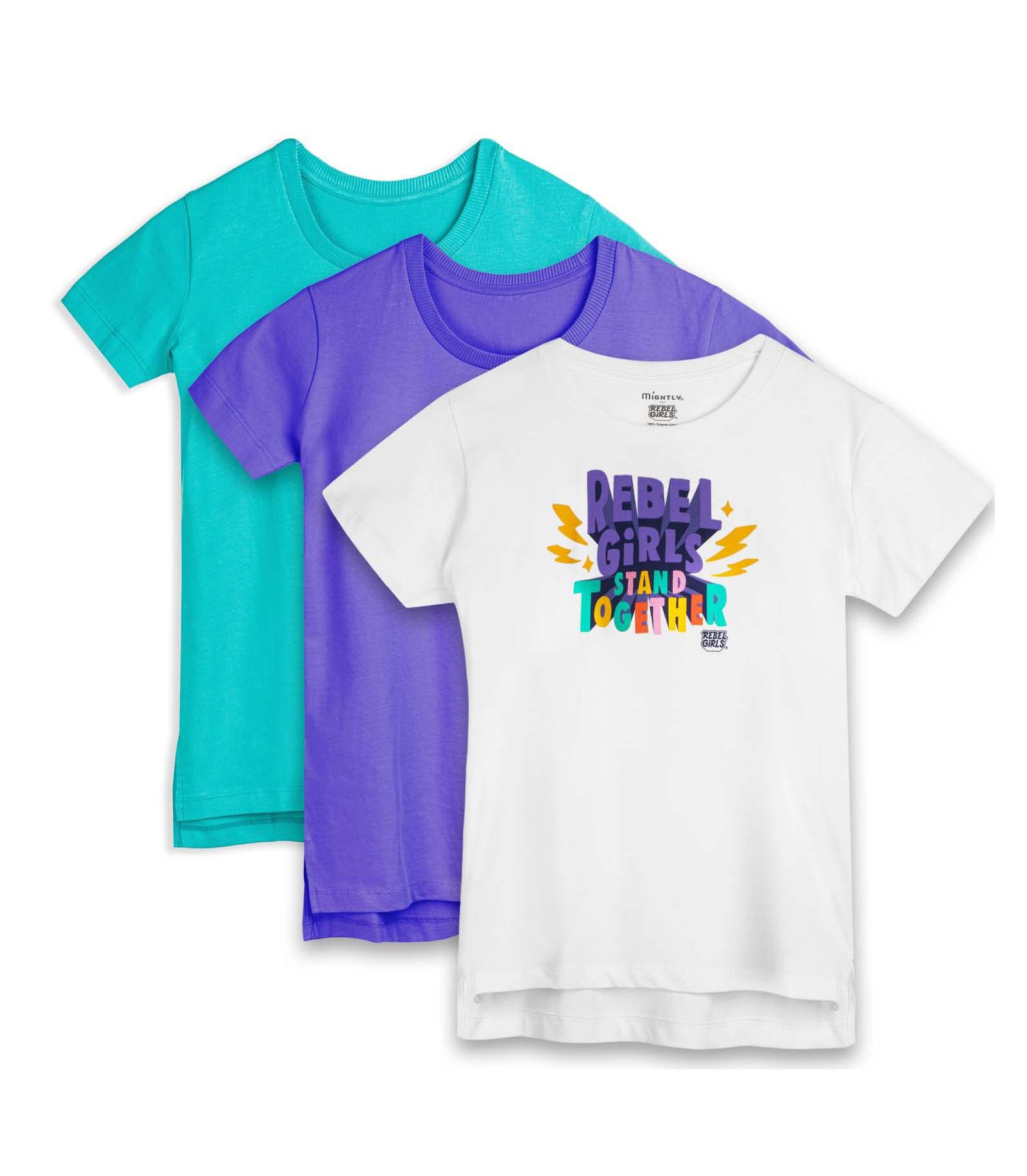 Mightly Girls Rebel x 3pk Fair Trade Organic Cotton Extended Length Tees