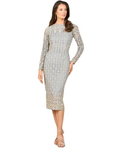 Lara Women's Beaded Midi Dress with Long Sleeves