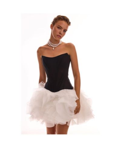 Milla Women's Danceable mini skirt with ruched flower appliques