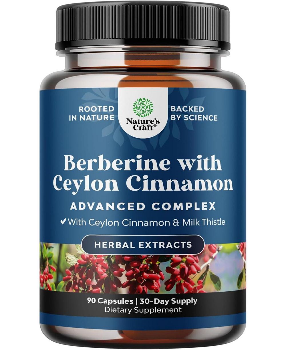 Nature's Craft Balancing Berberine, комплекс 1200mg, антиоксидант Berberine + Ceylon Cinnamon, поддержка здоровья сердца, 90 шт