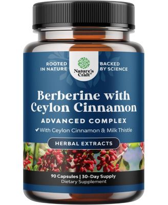 Nature's Craft Balancing Berberine, комплекс 1200mg, антиоксидант Berberine + Ceylon Cinnamon, поддержка здоровья сердца, 90 шт