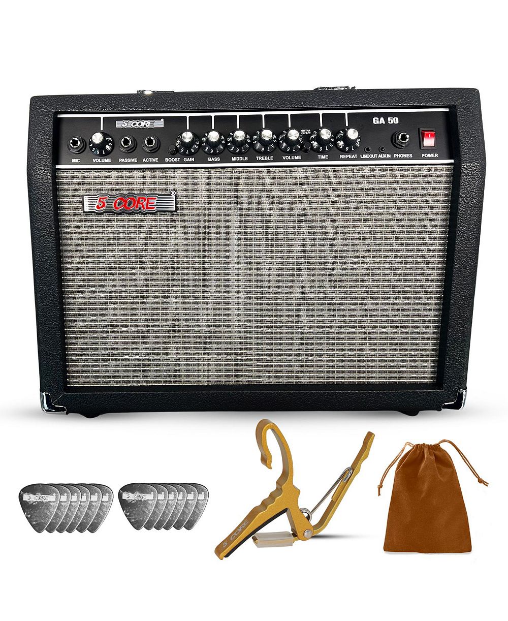 5 Core Guitar Amp 50 Watt Electric Amplifier w Built in 8" Speaker Portable Mini Amps w Aux