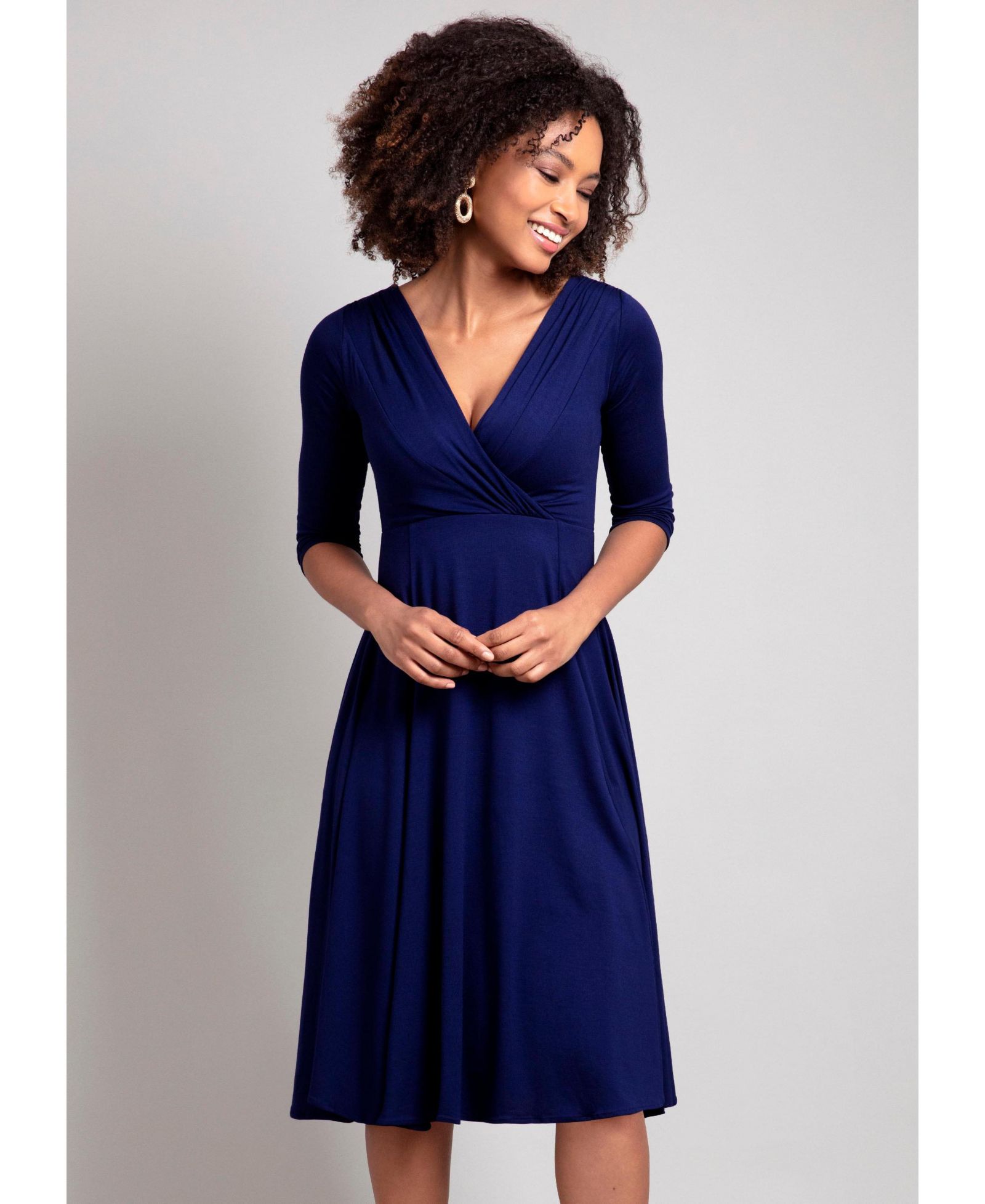 Alie Street London Женское платье миди Annie V-Neck 3/4 Sleeve