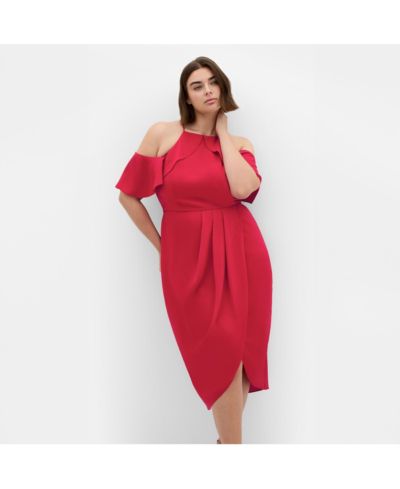 CITY CHIC Women's Love Siren Ruffle Shoulder Dress