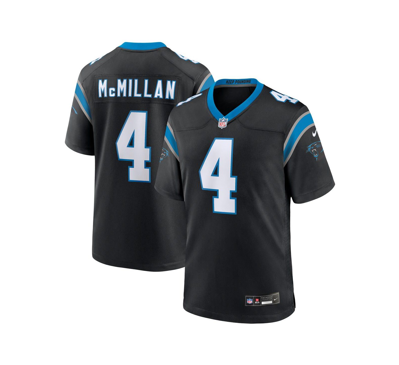 Мужская игровая джерси Nike Tetairoa McMillan Black Carolina Panthers 2025 NFL Draft