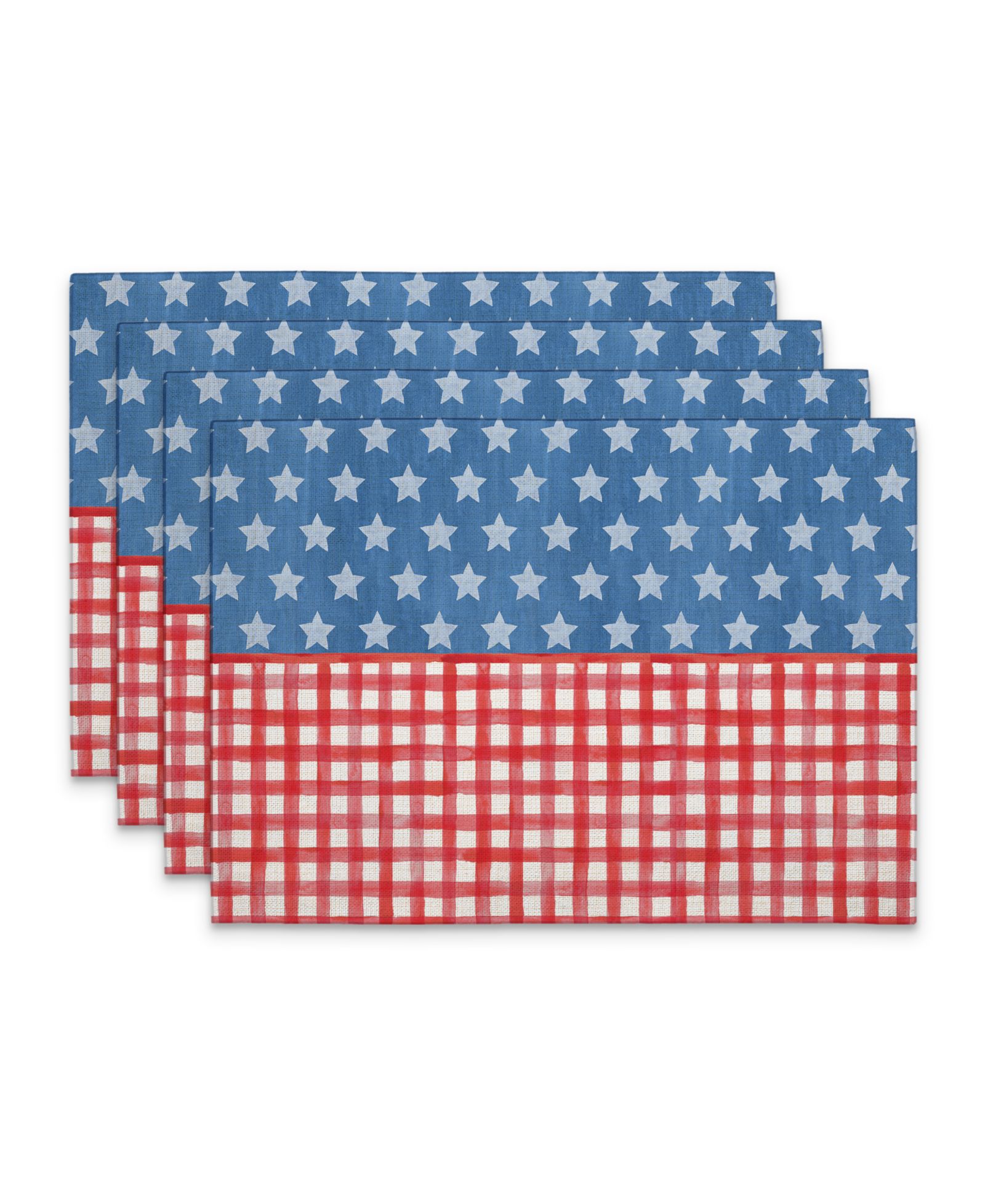 CounterArt Old Glory Gingham Premier Fabric Placemats, Set of 4