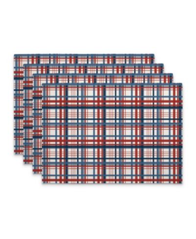 CounterArt Patriotic Plaid Premier Fabric Placemats, Set of 4